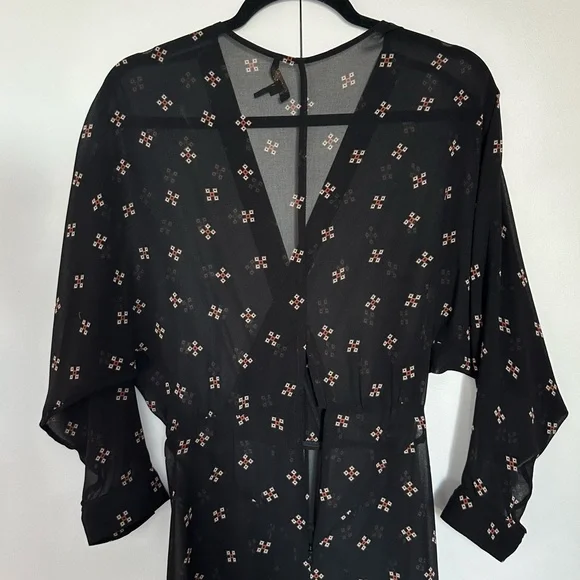 Maje Ritunia Black Long Sleeve Sheet Asymmetrical Dress